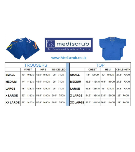 Medical Health Professionals Royal Blue Scrubs Set Unisex Men/Women 2 piece